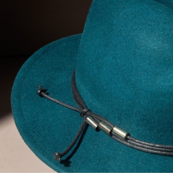 Teal Wool Felt Fedora Hat BRAND NEW - Picture 4 of 10
